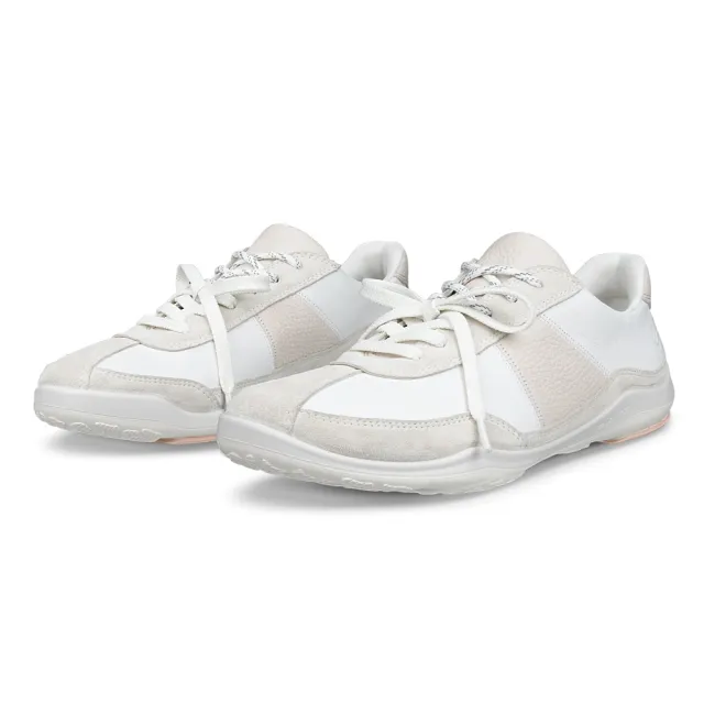 【ecco】BIOM LITE TR 健步戶外麂皮拼接低筒皮革運動鞋 女鞋(冰白色/白色/石灰色 84011361704)