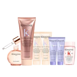 【KERASTASE 巴黎卡詩】釉光香頌玫瑰護髮精油45ml+髮乳250ml(全新上市/小粉球/柔順/抗躁/蓬彈)