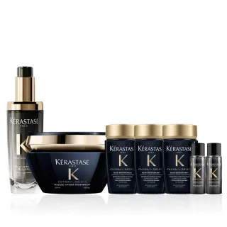 【KERASTASE 巴黎卡詩】黑鑽極萃逆時寵奢組(髮油+髮膜/新升級/護髮油)
