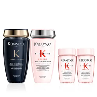 【KERASTASE 巴黎卡詩】髮浴250ml二入組(黑鑽極萃逆時+粉漾芯生)
