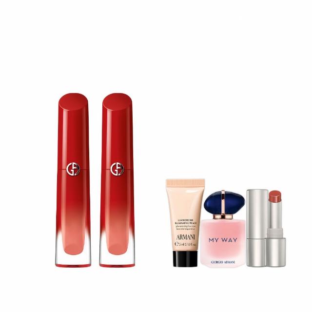 【ARMANI 亞曼尼】官方直營 奢華柔紗訂製唇露組(唇彩/唇釉/GA)