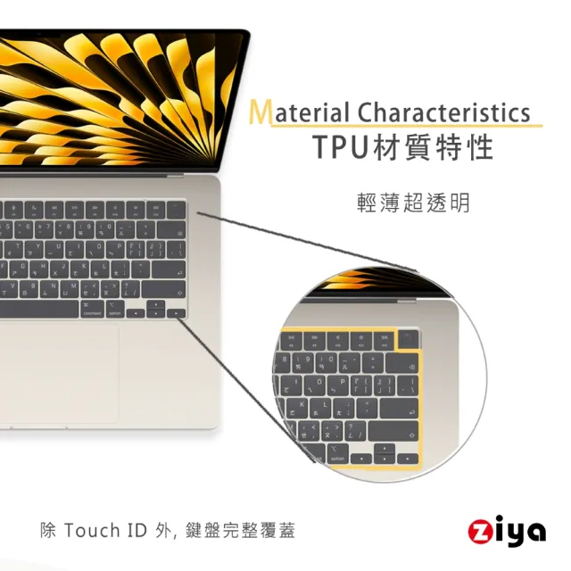【ZIYA】Apple MacBook Air13/Air15 鍵盤保護膜(超透TPU材質)