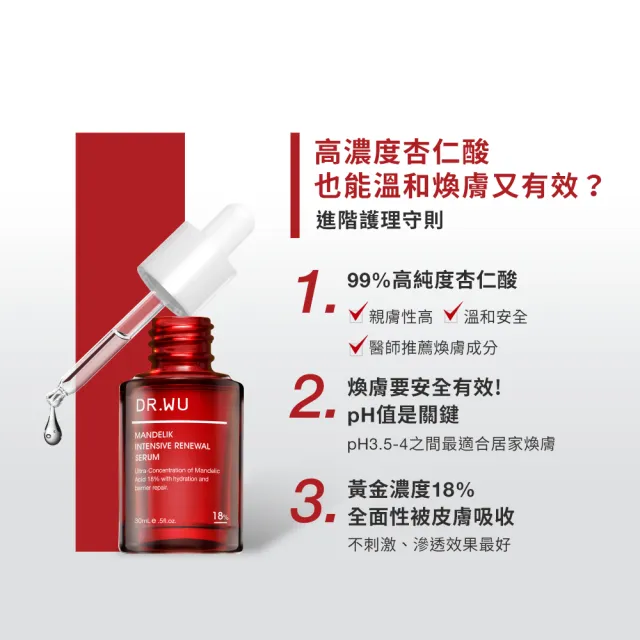 【DR.WU 達爾膚】杏仁酸亮白煥膚精華18% 30ML