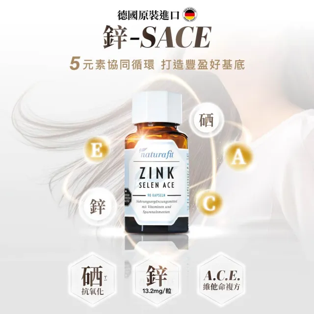 【Natural Fit 活粒適】鋅-SACE膠囊  三入組 90粒/入(素食 鋅 硒 ACE 皮膚健康 男性保健 女性保健)