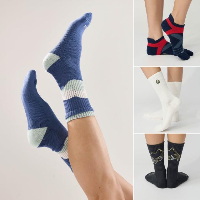 【FOOTER】5入組mo獨家氣墊登山襪/減壓足弓運動除臭襪-高筒/中筒/船短襪(男女款-奧運女神羅嘉翎代言)
