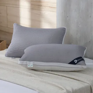 【ISHUR 伊舒爾】石墨烯乳膠獨立筒枕2入 台灣製造(加碼贈天絲美式枕套2入/高支撐/立體包邊/枕頭)