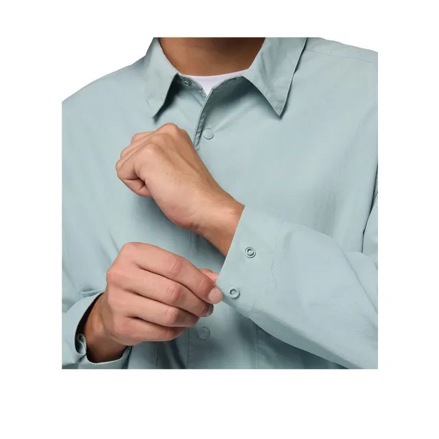 【Columbia 哥倫比亞】男款-防曬UPF50涼感長袖襯衫-Chill Creek ™LS Shirt-霧綠色(UAE94050MG/KS)