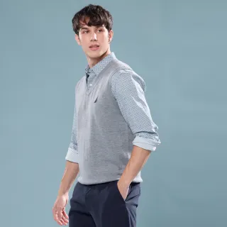 【NAUTICA】官方旗艦 男裝 V領羊毛品牌LOGO背心-灰色