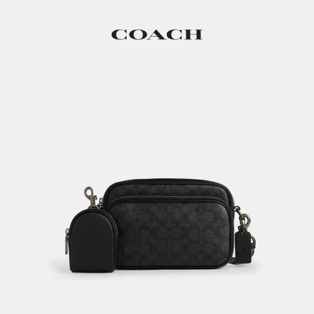 【COACH】蔻馳官方直營 FINLAY 經典SIGNATURE斜背手袋 斜背包 側背包-青銅色硬體/炭黑色/黑色(CDB24)