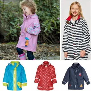 【Playshoes】超輕量可機洗連帽兒童雨衣外套-多款(防風防水)