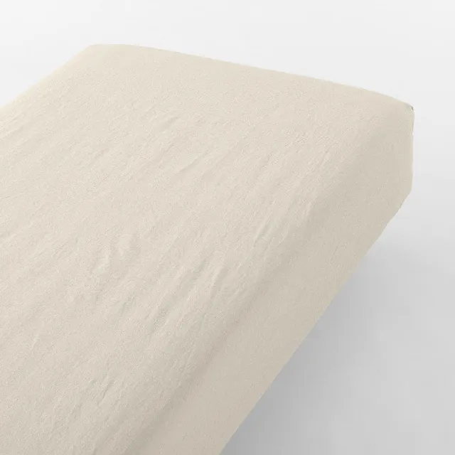 【MUJI 無印良品】柔舒水洗棉床包/D(灰色/柔白/深藍/淺米)