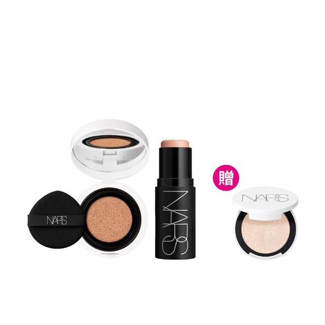 【NARS】拍出輕透妝感組(高調炫色眼頰棒/小光圈氣墊粉餅)