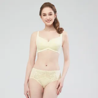 【Swear 思薇爾】冰雪女王系列B-F罩無鋼圈蕾絲包覆內衣(清透黃)_出清品