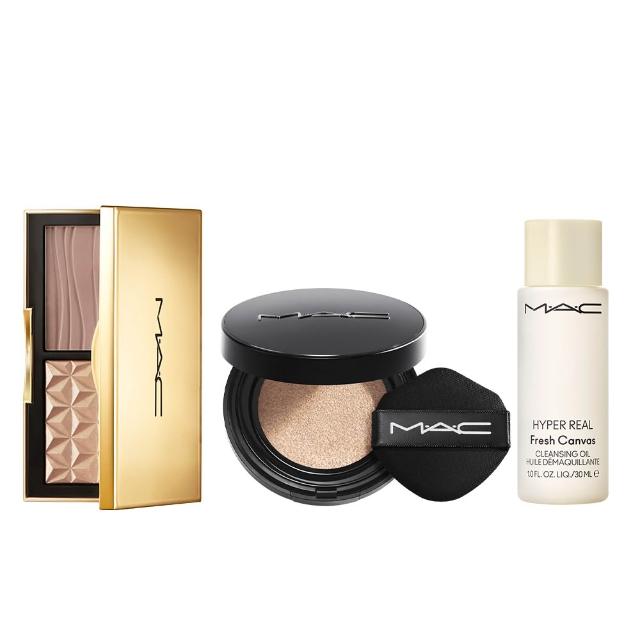 【M.A.C】造山美顏霧絲絨氣墊粉餅組(超持妝霧絲絨氣墊粉餅SPF 50/PA+++/口袋雙色修容打亮盤 7g _雙11限定)