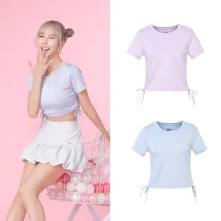【FILA】女短袖機能排汗彈性運動綁帶上衣-兩色(5TEZ-5607)