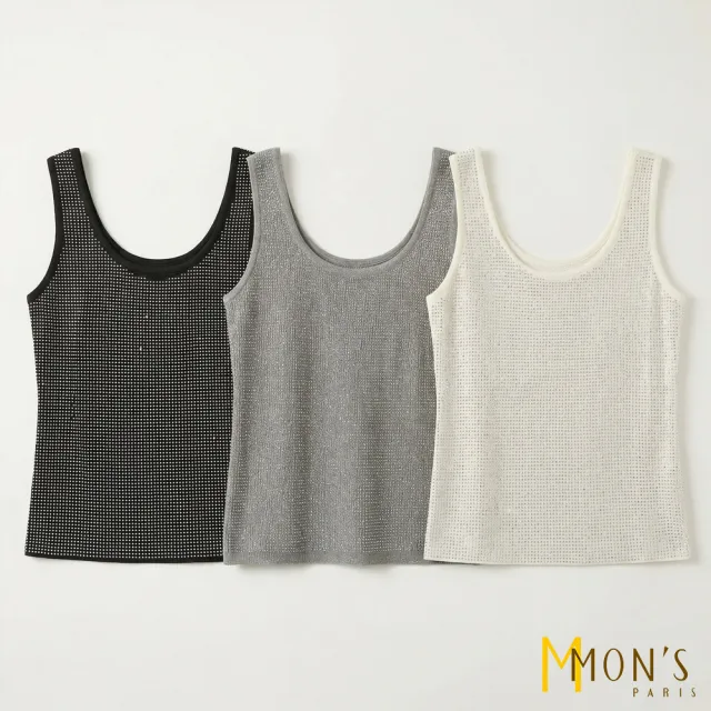 【MON’S】細閃輕透針織背心(直)