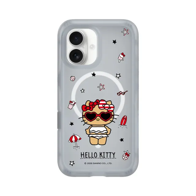 【RHINOSHIELD 犀牛盾】iPhone 15/16/17系列 AirX MagSafe兼容 氣墊磁吸防摔手機殼/愛心墨鏡(Hello Kitty)