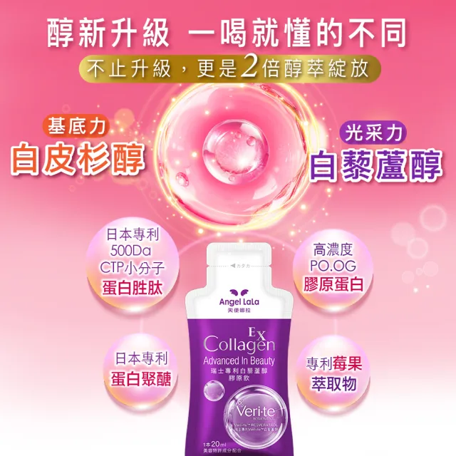 【Angel LaLa 天使娜拉】白藜蘆醇膠原飲x7盒(10包/盒/膠原蛋白/白藜蘆醇/花青素/玻尿酸/賴雅妍)