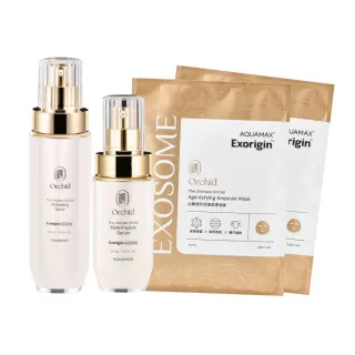 【AQUAMAX 奧科美氏】蘭花植泌體逆齡組-化妝水+精華(蘭花植泌體/極緻小蘭瓶/保濕鎖水/撫平細紋/彈潤透亮)