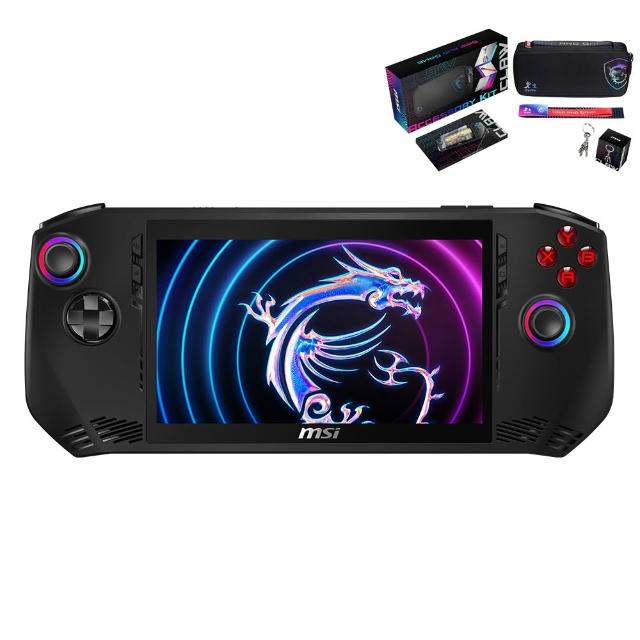 MSI 微星 Claw A2VM-002TW 輕巧手持遊戲機，尺寸僅 299 x 126 x 24 mm、重量 795g，搭載 1TB 儲存容量與 6-Cell 80Whr 電池，65W PD 介面卡供電。支援其他平臺，完美適合行動遊戲與 AI 應用，高效能 Intel Core Ultra 處理器帶來流暢體驗。BSMI 許可，規格以實際出貨為準。