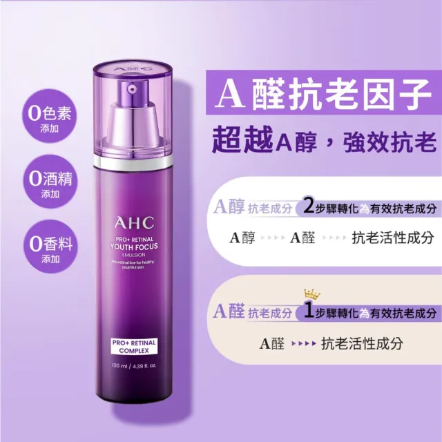 【AHC】PRO+A醛逆時煥活水凝乳130ml_2入(紫濾鏡/超能A醛/抗老)