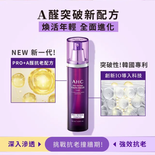 【AHC】PRO+A醛逆時煥活柔膚露130ml_2入(紫濾鏡/超能A醛/抗老)