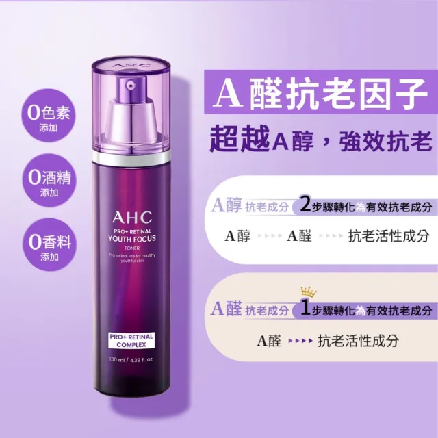【AHC】PRO+A醛逆時煥活柔膚露130ml_2入(紫濾鏡/超能A醛/抗老)
