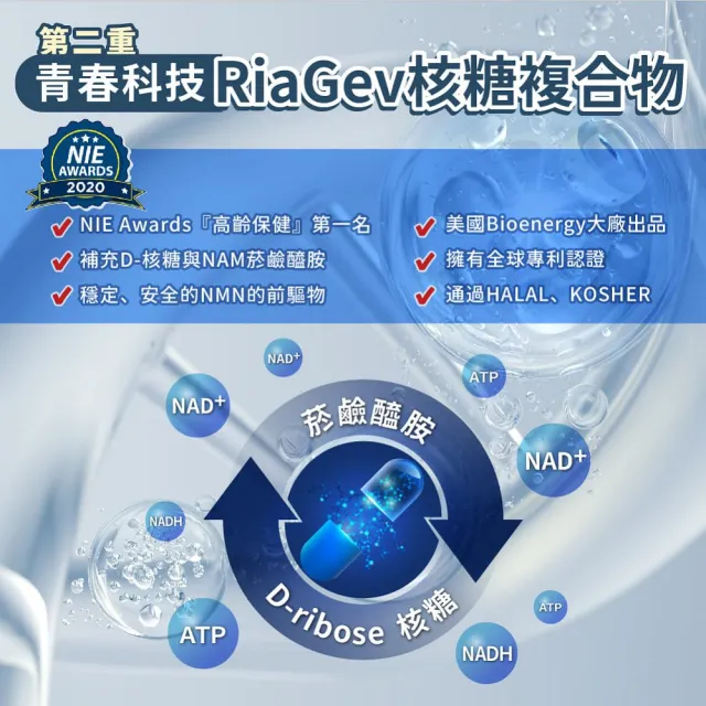 【JoyHui 佳悅】核佳康NMN膠囊2盒(共60粒、酵母NMN+白藜蘆醇+菸鹼醯胺+雙重NAD+元素幫助青春美麗)