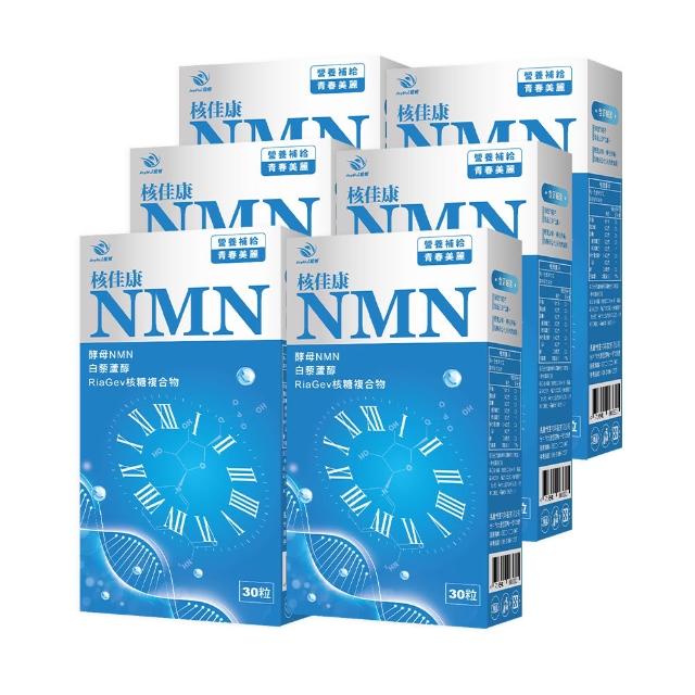 【JoyHui 佳悅】核佳康NMN膠囊6盒組(共180粒、酵母NMN+白藜蘆醇+菸鹼醯胺+雙重NAD+元素幫助青春美麗)