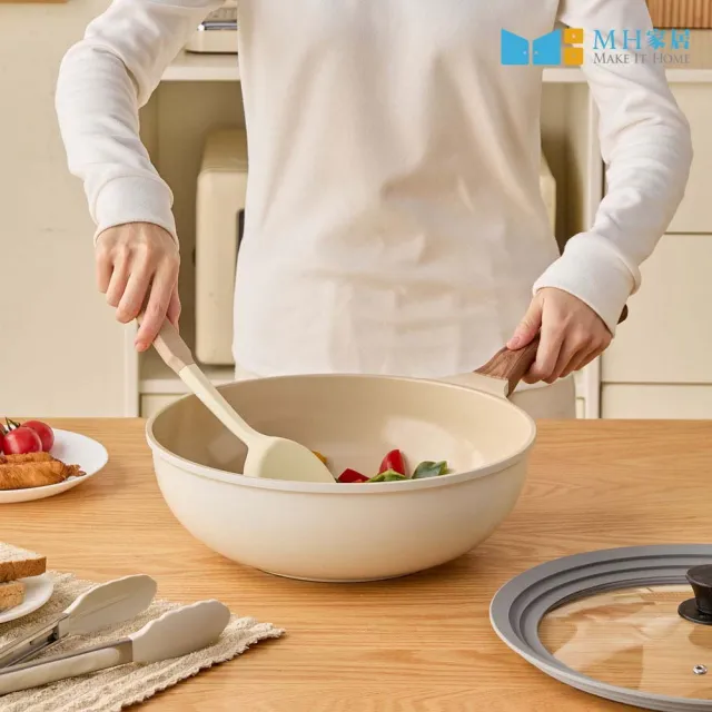 【MH家居KITCHEN】韓國製不沾平底煎炒鍋30CM(平底鍋/炒鍋/深鍋/煎鍋)