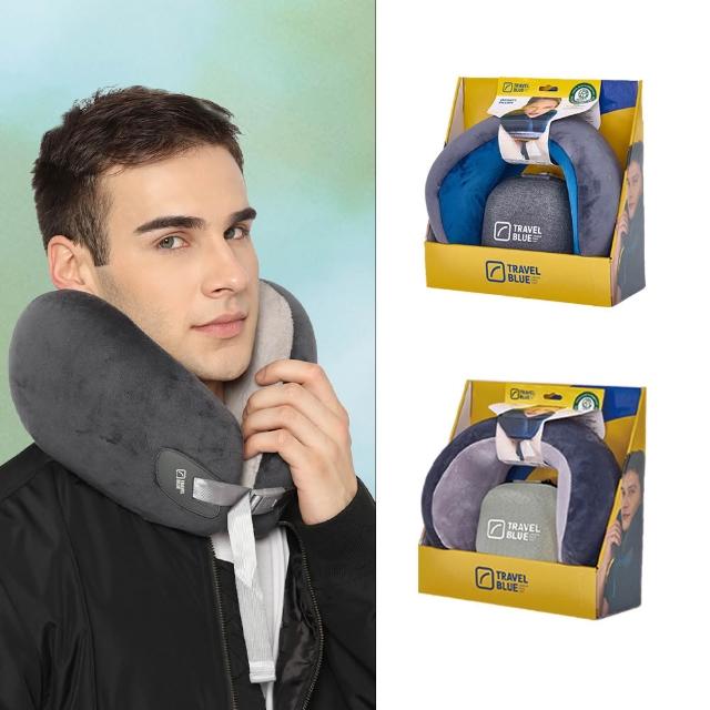 【Travel Blue 藍旅】頭等艙等級★豪華頸枕組 附收納盒(飛機枕/U型枕/記憶棉頸枕/車用靠枕/追劇/出國/旅遊)