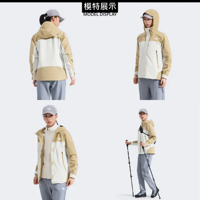 【The North Face】女 Gore-Tex 兩件式保暖連帽刷毛外套AP《白卡其》8DRJ/防水透氣連帽外套/防風外套