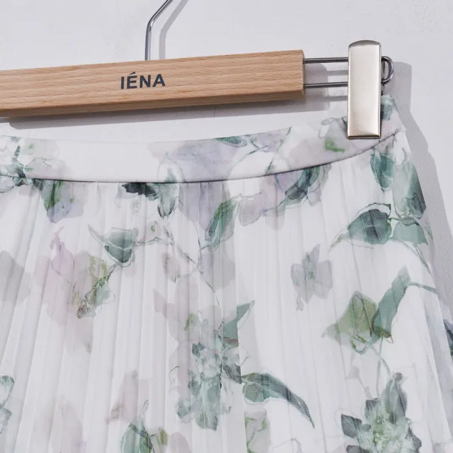 【IENA】印花細褶蛋糕裙（#6272007 蛋糕裙、雪紡長裙；綠色）