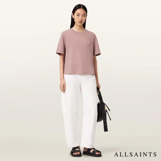 【ALLSAINTS】LOVER LISA 純棉愛心LOGO塗鴉短袖T恤-粉 W205JC(寬鬆版型)