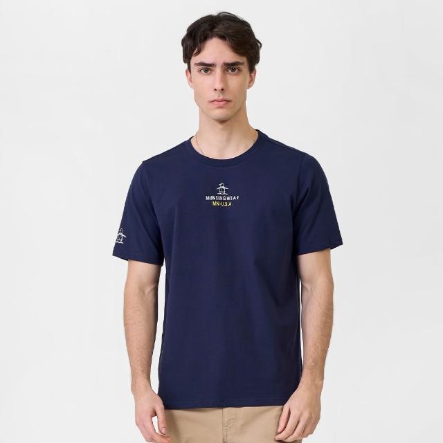 【Munsingwear】企鵝牌 網路獨家 男款藏青色 精緻刺繡質感T恤 MGXL2509