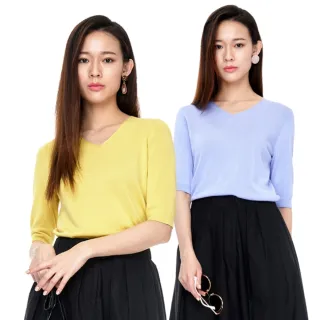 【KeyWear 奇威名品】百搭親膚V領短袖針織上衣(共3色)