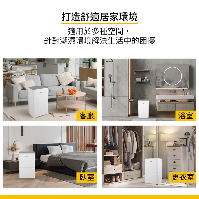 【Whirlpool 惠而浦】15公升 高效除濕機(WDEE15TW)