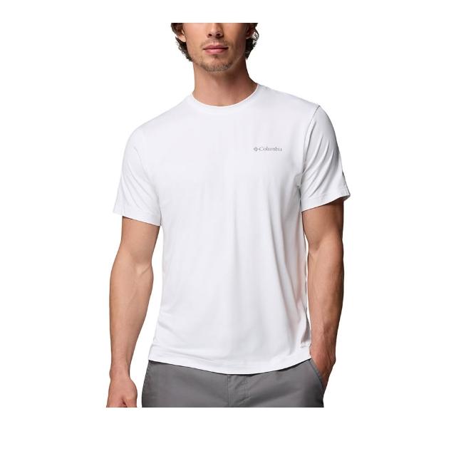 【Columbia 哥倫比亞】男款-防曬UPF50快排短袖上衣-Parsons Point™ SS Logo Tee-白色(UAE50930WT/KS)
