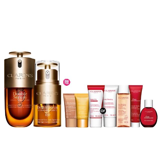 【CLARINS 克蘭詩】黃金雙萃精華30ml+黃金亮眼萃20ml(黃金家族 眼霜 精華液)
