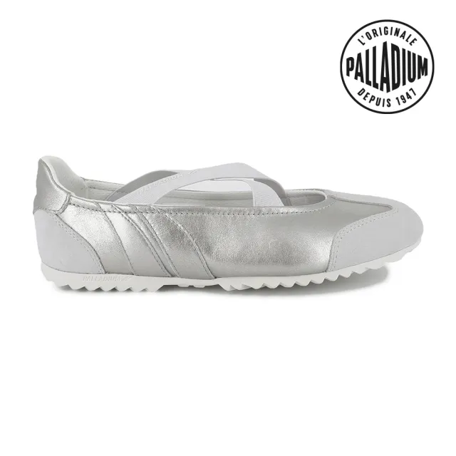 【Palladium】RACER BALLERINA LTH皮革/麂皮芭蕾薄底鞋-女鞋-金屬銀(94781-080-M)