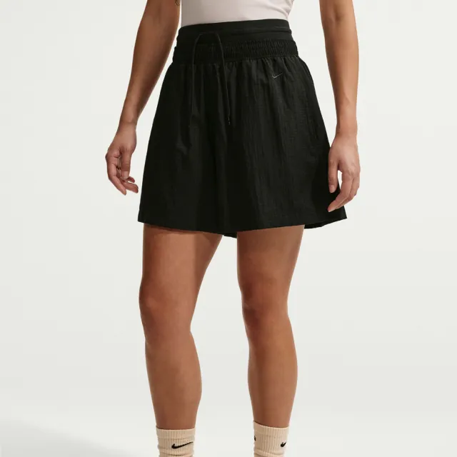 【NIKE 耐吉】短褲 女 運動褲 寬鬆 高腰 AS W NSW DOUBLE WAISTBAND SHOR 黑 IF0564-010 (3L6411)