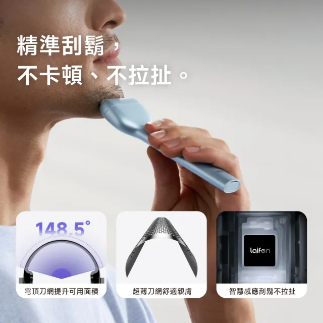 【Laifen 徠芬】T1 Pro 往復式電動刮鬍刀(總續航120分鐘  快充1分鐘可用8分鐘)