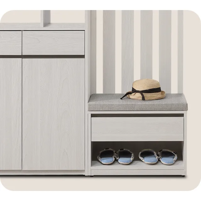 Vigo維果家居 木紋格柵隔間穿鞋櫃 整組