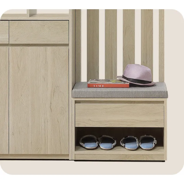 Vigo維果家居 木紋格柵隔間穿鞋櫃 B款