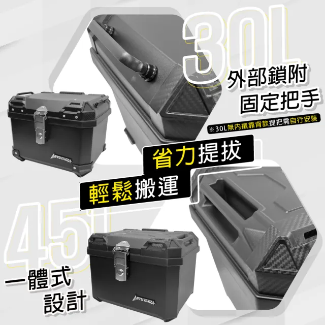 【Astutain】阿斯圖坦 45L 卡夢紋一體護角 塑合金車尾箱 機車後箱 機車置物箱 機車行李箱
