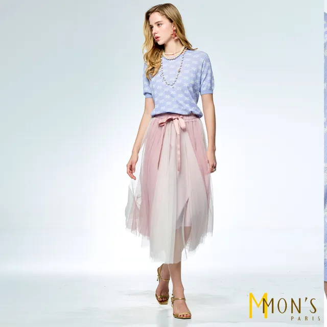 【MON’S】蠶絲涼爽緹花針織上衣(直)