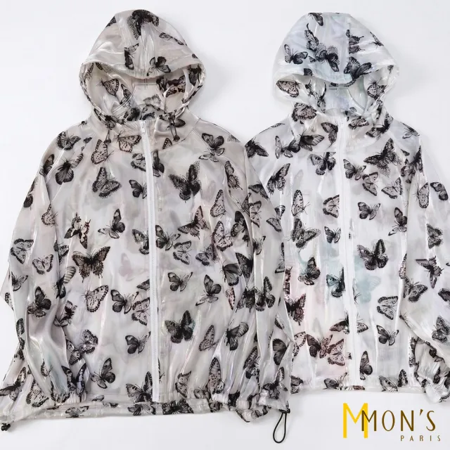 【MON’S】蝴蝶植絨印花絲棉帽領外套(直)