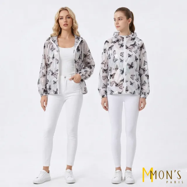 【MON’S】蝴蝶植絨印花絲棉帽領外套(直)