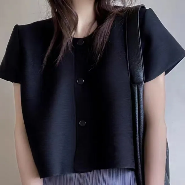 【巴黎精品】現貨限搶 三宅風皺褶衣服褶皺上衣摺衣彈力大尺碼(高領無袖寬鬆女T恤3款b1a36)