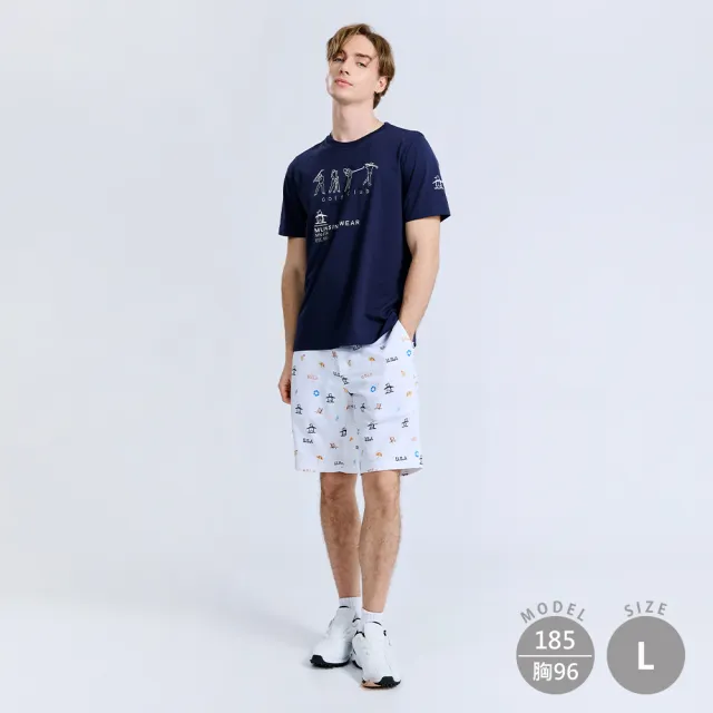 【Munsingwear】企鵝牌 網路獨家 男款藏青色 PLAY GOLF印花設計短袖T恤 MGXL2508